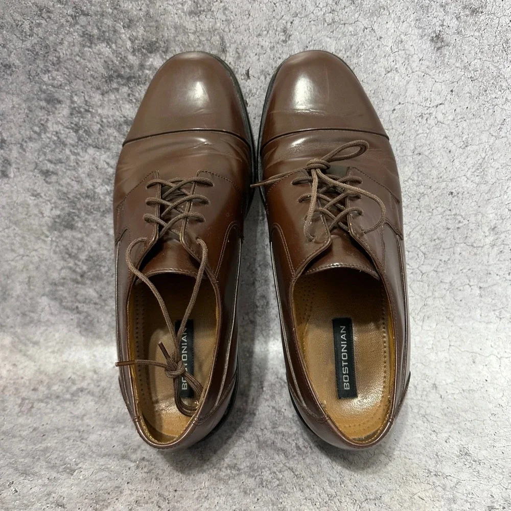 Bostonian 25033 Cap-Toe Derby Mens 10 Brown Leather Oxford Dress Shoes